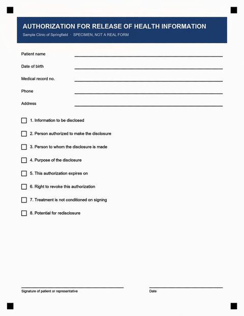 Delivered by DocSupra: Release form on a checkered tablecloth, straight and complete.