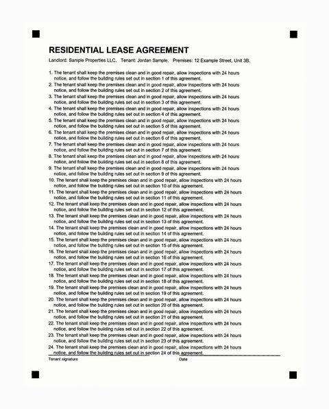 Delivered by DocSupra: Flatbed scan of a lease, straight and complete.