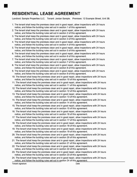Delivered by DocSupra: Lease agreement filling the whole frame, straight and complete.